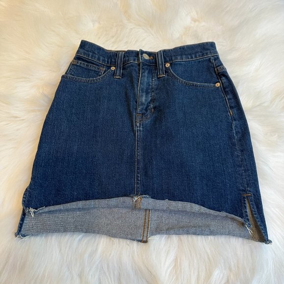 Madewell Skirt Denim Jean Mini Stretch Raw Step-Hem Edition Preppy Sz 24 #J2735 - Picture 4 of 13